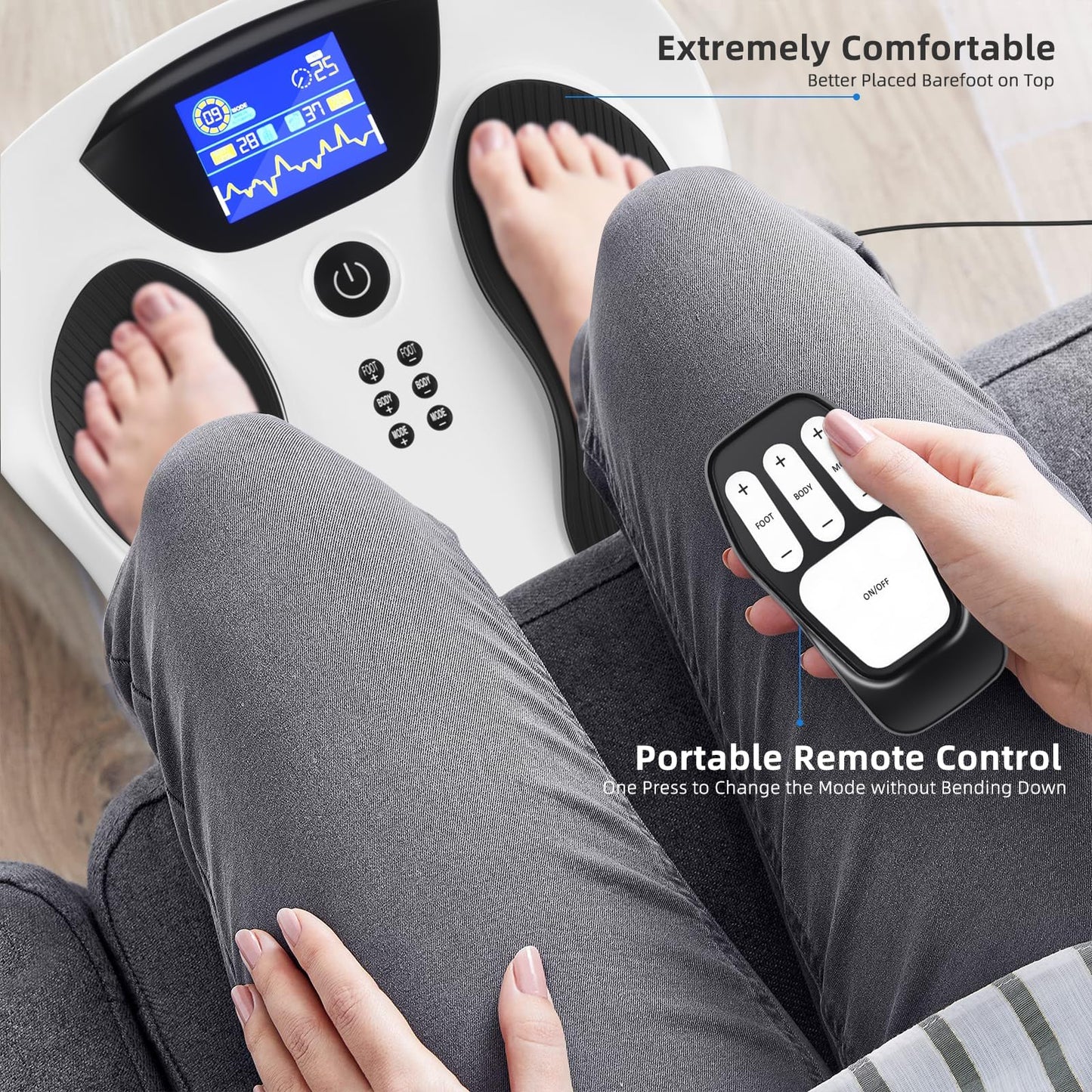 Creliver Foot Nerve Muscle Stimulator Pro, TENS & EMS Foot Massager for Neuropathy, Circulation and Body Pain Relief, Electric Feet Legs Blood Circulation Machine, FSA or HSA Eligible